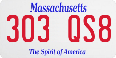 MA license plate 303QS8