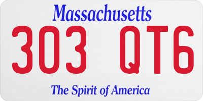 MA license plate 303QT6