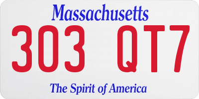 MA license plate 303QT7
