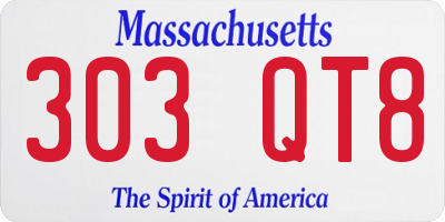MA license plate 303QT8