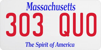 MA license plate 303QU0