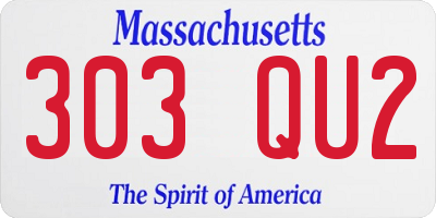 MA license plate 303QU2