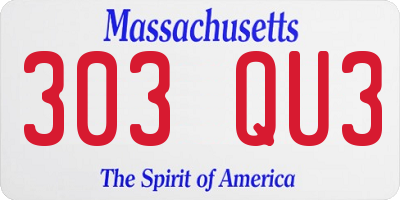 MA license plate 303QU3
