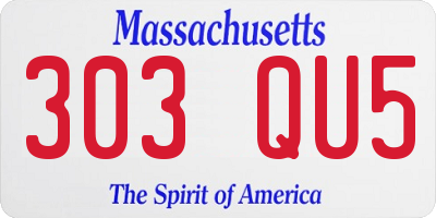 MA license plate 303QU5