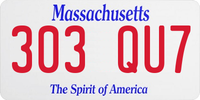 MA license plate 303QU7