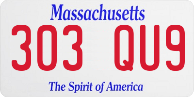 MA license plate 303QU9