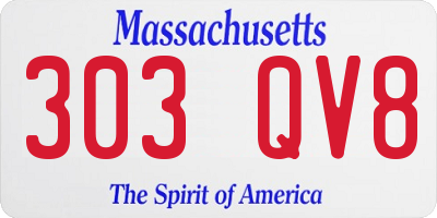 MA license plate 303QV8