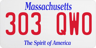 MA license plate 303QW0