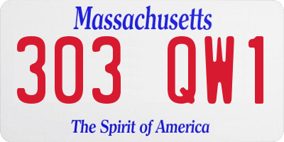 MA license plate 303QW1