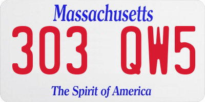 MA license plate 303QW5