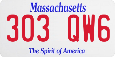 MA license plate 303QW6