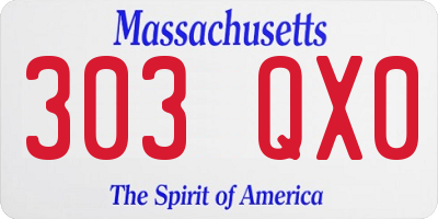 MA license plate 303QX0
