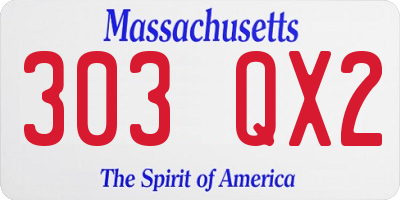 MA license plate 303QX2