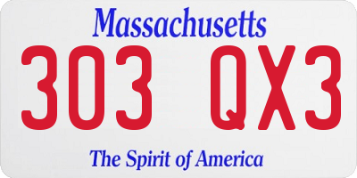 MA license plate 303QX3