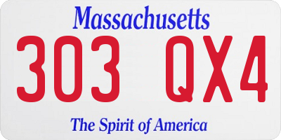 MA license plate 303QX4