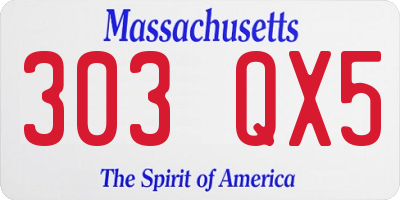 MA license plate 303QX5