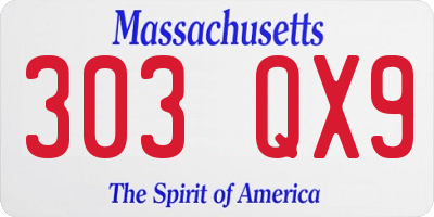 MA license plate 303QX9