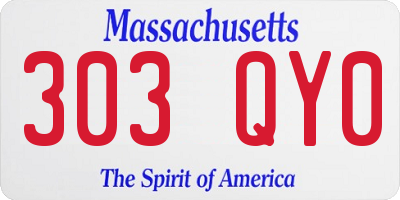 MA license plate 303QY0