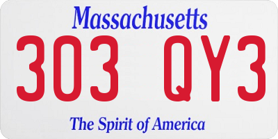 MA license plate 303QY3