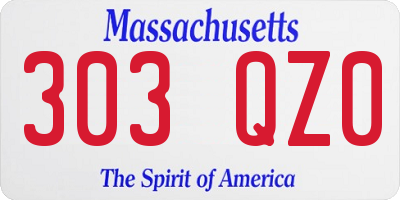 MA license plate 303QZ0