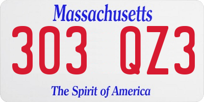 MA license plate 303QZ3
