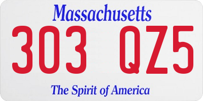 MA license plate 303QZ5