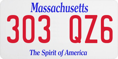 MA license plate 303QZ6