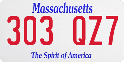 MA license plate 303QZ7