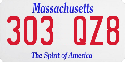 MA license plate 303QZ8