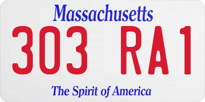 MA license plate 303RA1