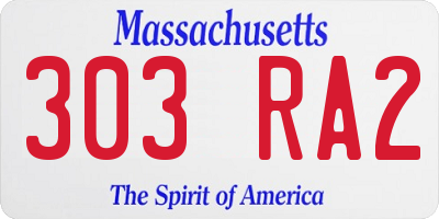 MA license plate 303RA2