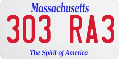 MA license plate 303RA3