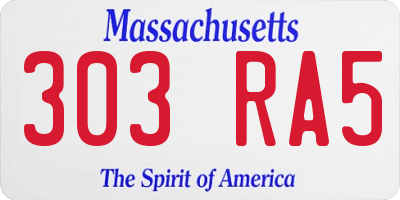 MA license plate 303RA5