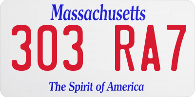 MA license plate 303RA7
