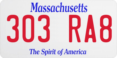 MA license plate 303RA8