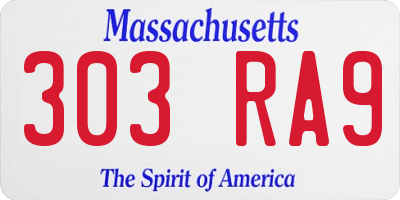 MA license plate 303RA9