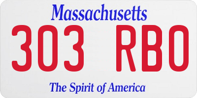 MA license plate 303RB0