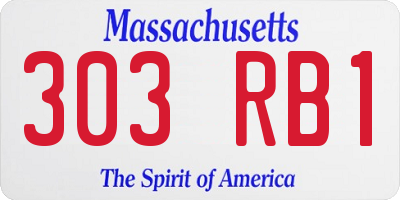MA license plate 303RB1