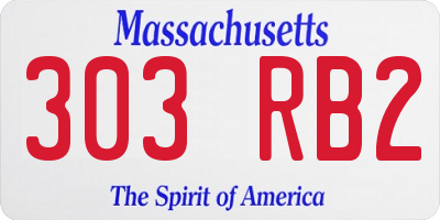 MA license plate 303RB2