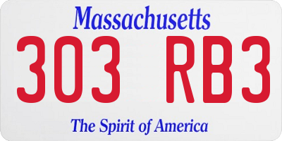 MA license plate 303RB3