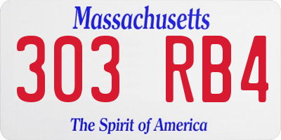 MA license plate 303RB4