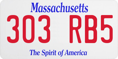 MA license plate 303RB5