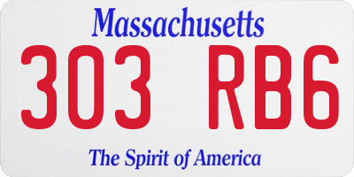 MA license plate 303RB6