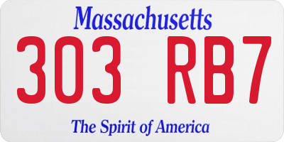 MA license plate 303RB7