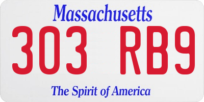 MA license plate 303RB9