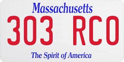 MA license plate 303RC0