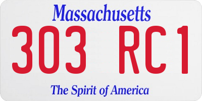 MA license plate 303RC1