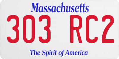 MA license plate 303RC2