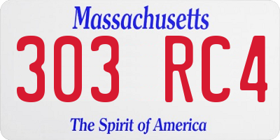 MA license plate 303RC4
