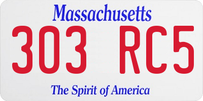 MA license plate 303RC5